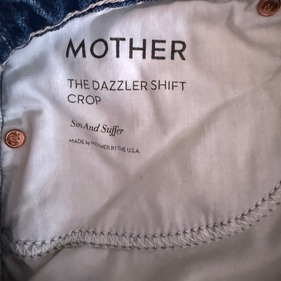 MOTHER The Dazzler Shift Crop Jeans Mid Wash Sin And Suffer Size 29 - Picture 6 of 13